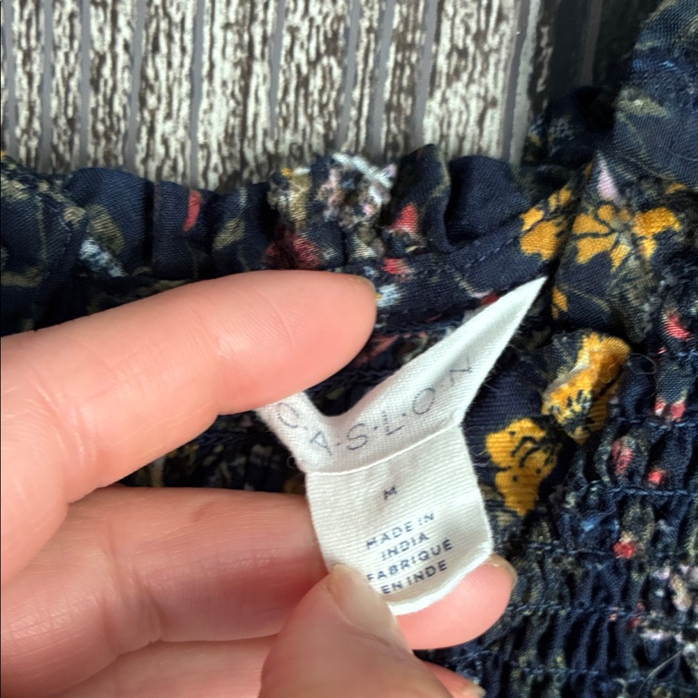 Caslon Blue Floral Smocked Sleeveless Top - Picture 4 of 5